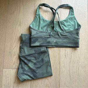 Lululemon Green Camo Energy Bra 8 & Align Legging 6